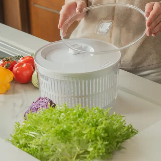 Kit organizador e Secador de Salada 5,5 L Organizador de Geladeira Giratório Manual Folhas Alface