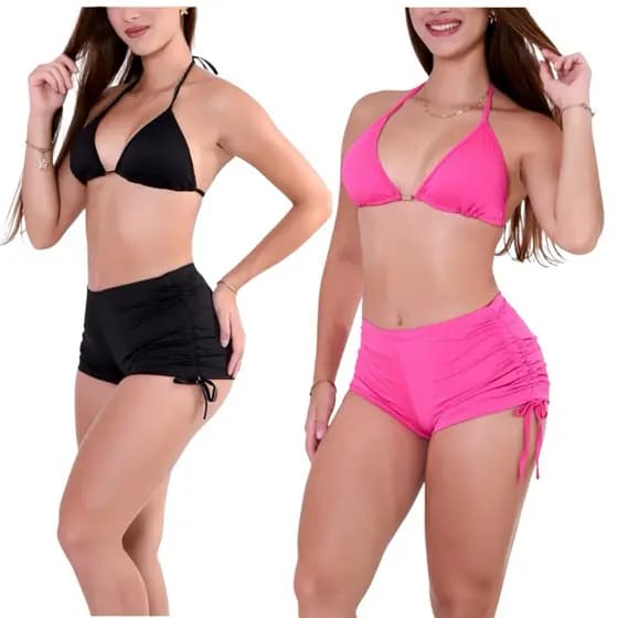 Short Praia Feminino biquini sunkini moda praia cordão ajustável