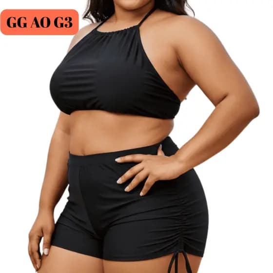 Conjunto Feminino Plus Size GG ao G3 Preto – Moda Praia e Fitness