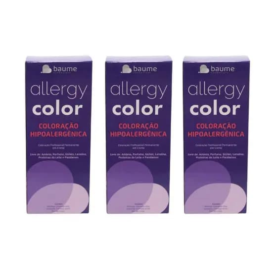 Tinta Hipoalergenica Allergycolor Coloração 5.0 Castanho Claro Kit C/3 - Baume