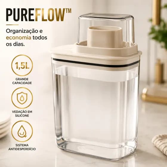 Dispenser Porta Detergente 1,5L Porta Sabão Líquido Transparente com Vedação Silicone Antidesperdício