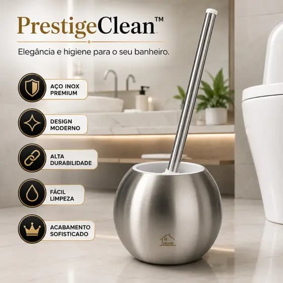 Escova Sanitária Banheiro Inox com Suporte Escova para Vaso Sanitário Design Moderno Resistente Durável Premium