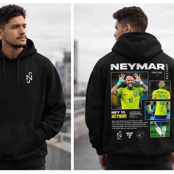 Moletom Canguru Unissex Neymar Jr Futebol Brasil – Conforto, Estilo e Qualidade Premium