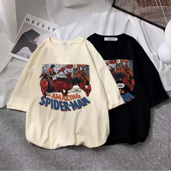 Kit Casal ou 1 Camiseta Streetwear Homem Aranha Camiseta Algodão