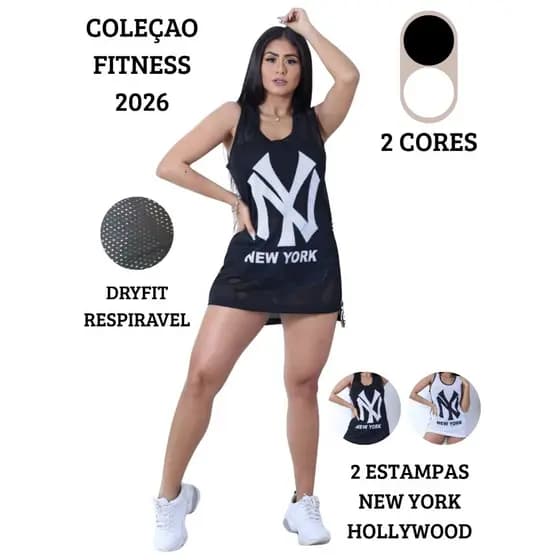 Regata Feminina Fitness Estilo Basquete Hollywood N York Roupa Esportiva Confortável Academia Moda Fitness s