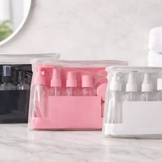 Kit 9/ 10 Frascos, Pote, Spray Para Viagem , Organização em Geral - Shampoo, Cremes, Perfume , Condicionador