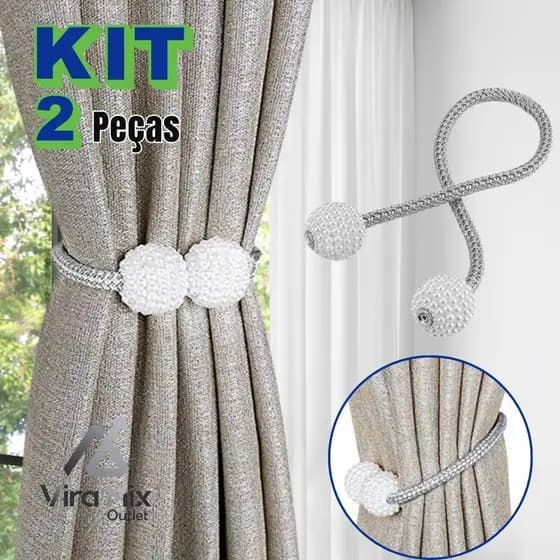 Kit 2 Peças Ímã Cinto De Cortina De Tecido Corda Imitação De Pérolas Fivela Livre De Volta Clipe