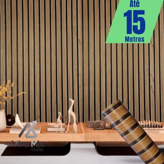 Papel de Parede PREMIUM Rolo 5 Metros Autoadesivo 3D Madeira Ripado 45cmx5m