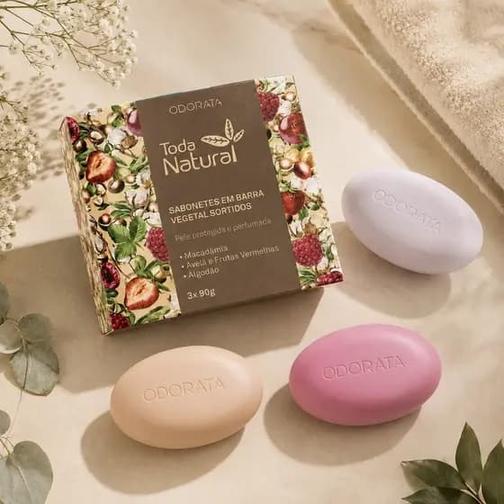 Sabonete Em Barra Odorata Toda Natural 3 Unidades Banho Perfumado Para Toda Família