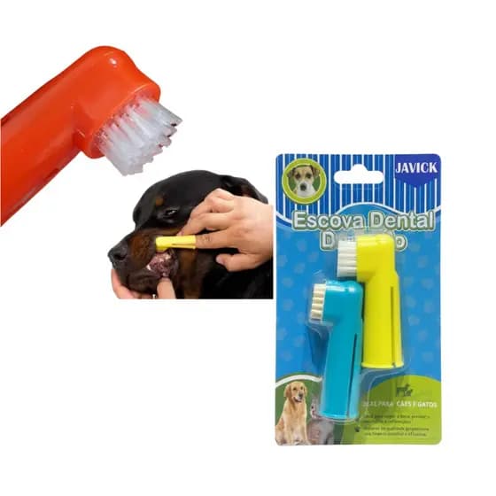 Escova de Dedo c/ Cerdas de Nylon e Silicone para Higiene Bucal de Cães e Gatos – Kit com 2 Unidades