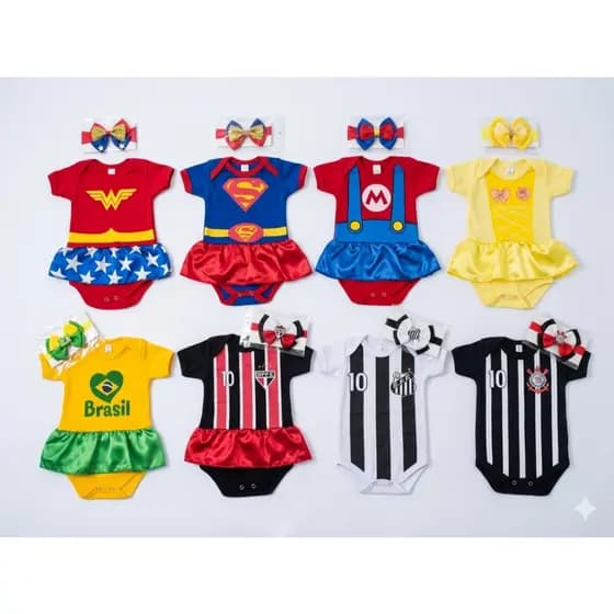 CONJUNTO BODYS COM LAÇO-COLEÇÃO PEQUENAS CAMPEÃS