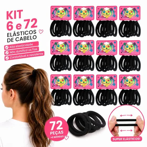 KiT 6 e 72 Elástico de Cabelo Feminino Xuxinha Rabicó de Cabelo