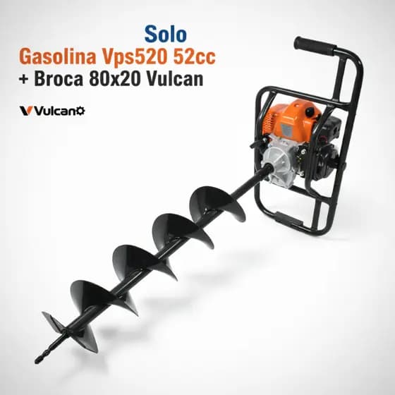 Perfurador Solo Vulcan 52cc VPS520 + Broca 80x20 Promoção