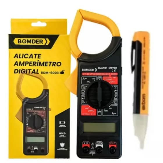 Alicate amperímetro Digital 60HZ do técnico eletricista + brinde caneta alerta de tensão