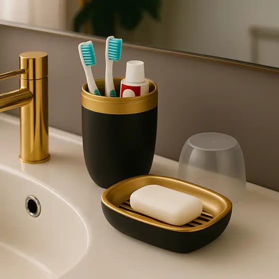 KIT ARTHI LUXO Porta Escova de Dente e Saboneteira