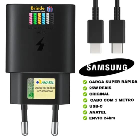 (ORIGINAL) Carregador Original Samsung 25w Super Turbo S26 S20 S21 S22 S23 S24 S25