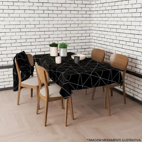 Toalha de Mesa Retangular Serve para 4 e 6 Lugares Estilo Geométrico.