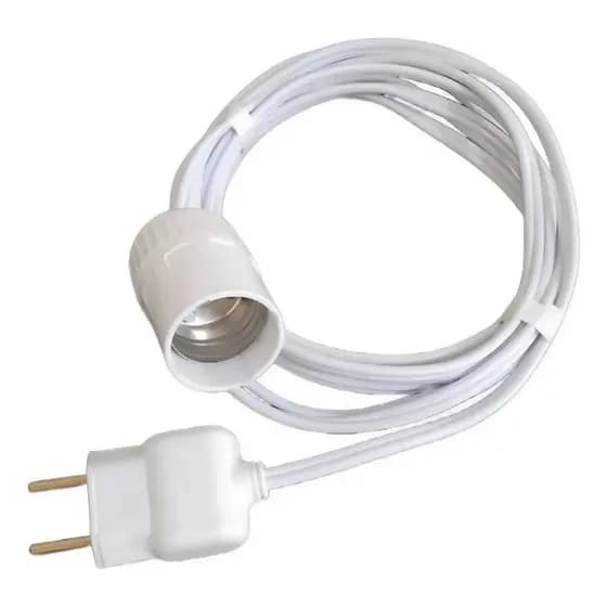 Extensão Com Bocal Soquete Para Lâmpada E27 2/3/5/10/12/15/20 Metros Branco Ou Preto