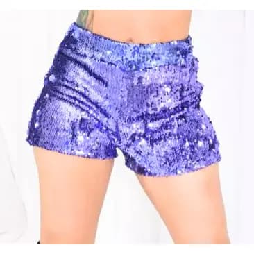 Short de Paetê Brilhoso com Forro E Elastico Na Cintura Tendência Moda Balada Bloguerinha Carnaval 2026
