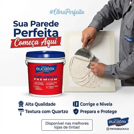 Massa Acrílica Para Parede 5,8kg Uso Externo Interno Eucatex