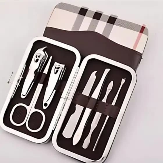 kit manicure 7 peças, aço inoxidável com cortador de unha e alicate de unha (Envio imediato)