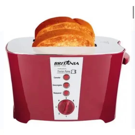 Torradeira Britânia Tosta Pane Vermelha 800W