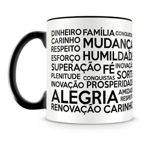 Caneca Alegria Familia Felicidade Desejo Xicara Ceramica