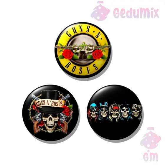 KIT 3 Bottons Broches Guns N' Roses ROCK