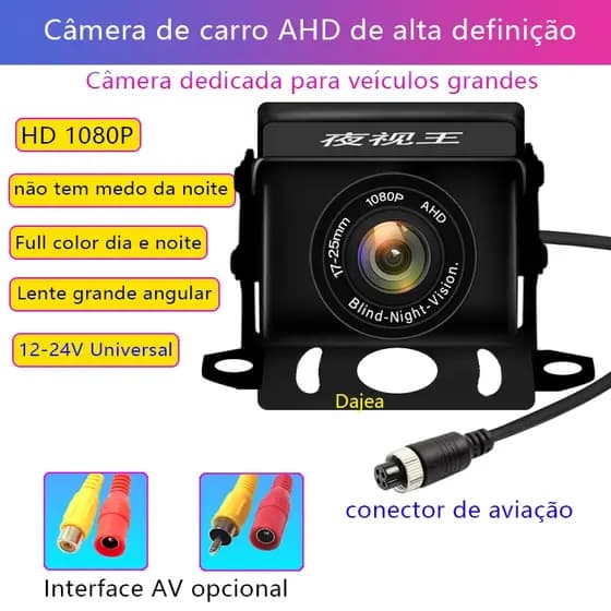 Dajea{Câmara AHD 1080P} Resolução 1080P de alta definição, ampla faixa de tensão de 12-24V, adequada para caminhões, sem