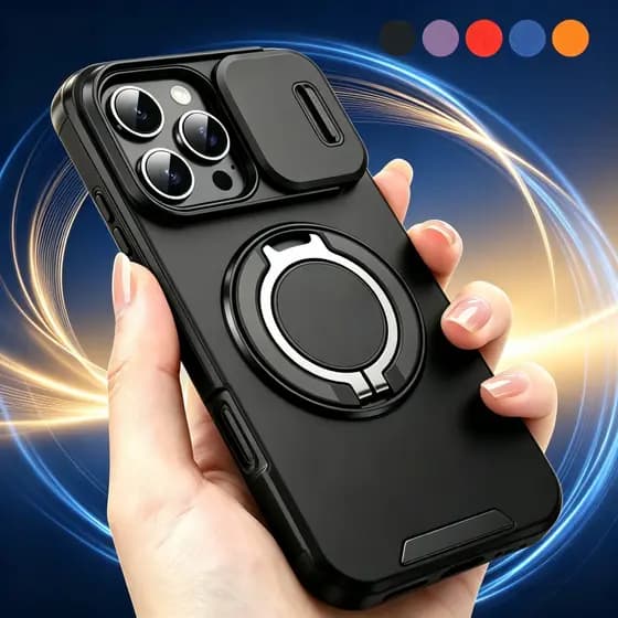 Para iPhone 17e 16e 16 17 Pro Max 12 13 14 15 Armadura Girar Com Anel Suporte Lente Da Câmera Caso Anti-Risco