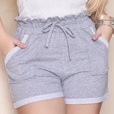 Kit 3 Shorts Curtos Femininos Casuais Moletinho Elástico na Cintura Confortável e Básica do M ao GG
