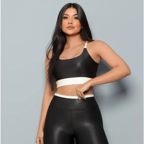 Liz Bicolor Conjunto Fitness Legging Top Calça Roupa de malhar Top com sustentação