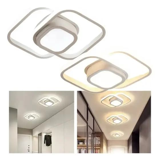 Luminária Moderna Plafon Sobrepor Quadrado Luz 3/1 Dourado