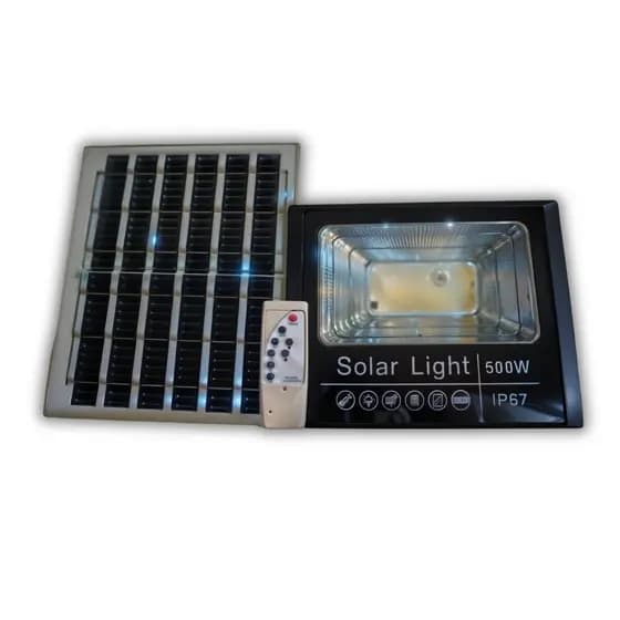 Refletor Solar Led Holofote 500w + Placa Solar + Controle