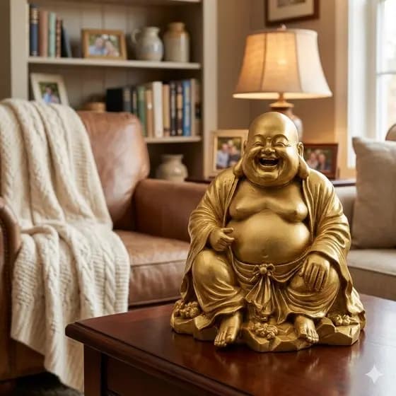 Buda Risonho Decorativo Estátua Zen 3D Buddha Feliz Decoração Sala Meditação Escritório