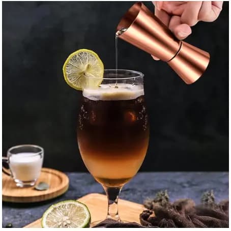Dosador Medidor de Bebidas Duplo Inox Bronze 25ml 50ml | Drink Bar Barman Profissional
