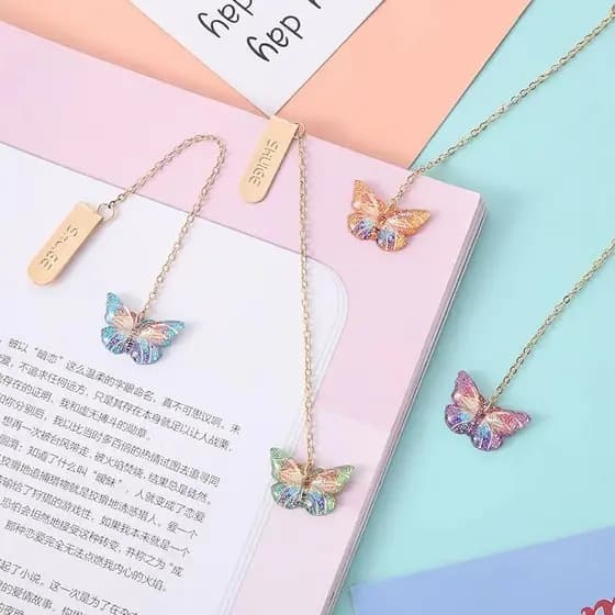 1 Pc Marcadores De Páginas Criativas De Liga Metálica Com Pingente De Metal/Borboleta/Livros/ Clips Marcador de página
