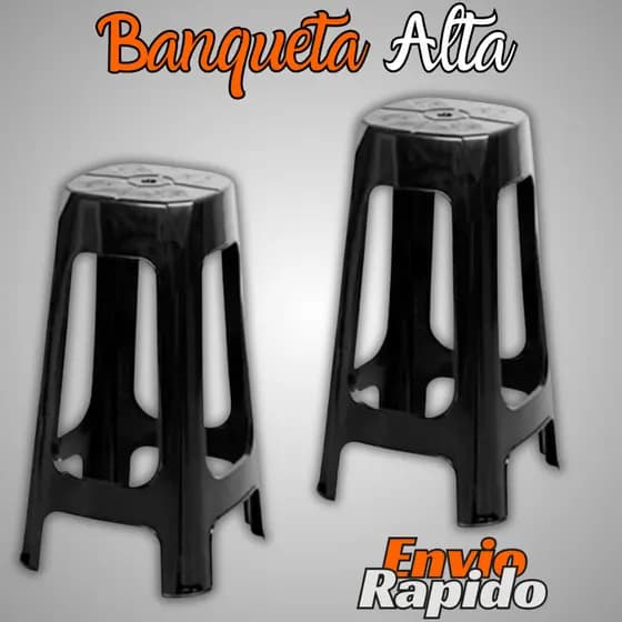 2 X Banqueta Reforçada Alta Plástico Banco Plastico Resistente Alto Balcão Cozinha Área Externa