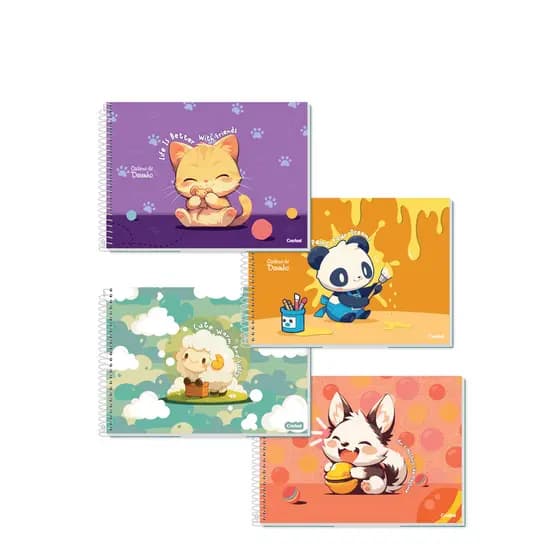 Caderno de Desenho Lala Pets Credeal 80 Folhas Capa Dura