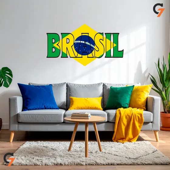 Adesivo de Parede Autocolante Moderno Copa do Mundo Seleção Brasileira Para Lojas Vitrines Sala