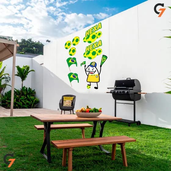Adesivo de Parede Copa do Mundo Torcida do Brasil Rumo ao Hexa Para Decoração Para Vitrines
