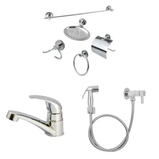 Kit Stander 5 Peças Cromado + Ducha Higiênica Bidê + Torneira Mono Up Cromada – Completo para Banheiro Moderno