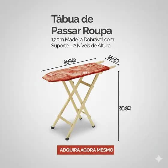 Tábua De Passar Roupa Mesa Dobrável Pinus Diversas Estampas