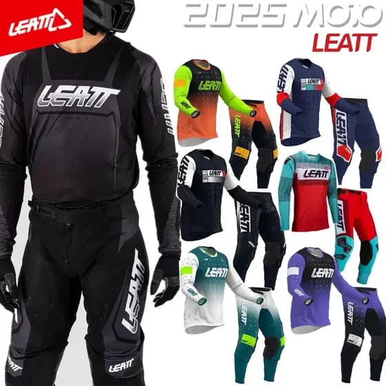 LEATT 2025 Moto 4.5 HELIUM CAYENNE Jersey Calças MX Combo Enduro ATV Outfit Equipamento Masculino Dirtbike Terno Para