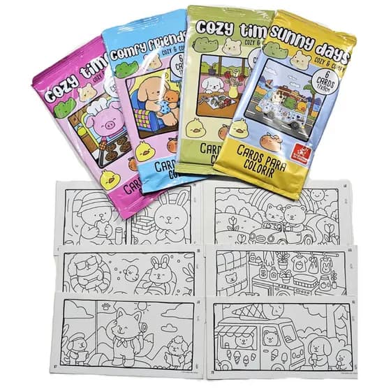 Kit Cards Para Colorir Cozy & Comfy Capivara Colecionáveis Brincadeira de Criança