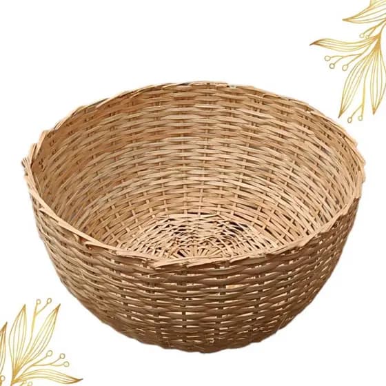 Cesto De Palha Artesanal Decoração Balaio Redondo Bambu