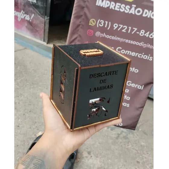 Caixa para Descarte de Lâminas em MDF – Segurança e Organização para Barbearias