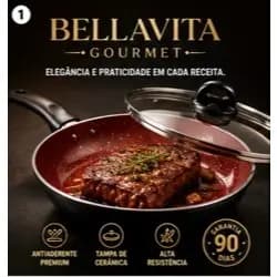 Frigideira Antiaderente Bellavita Gourmet 28cm com Tampa de Cerâmica