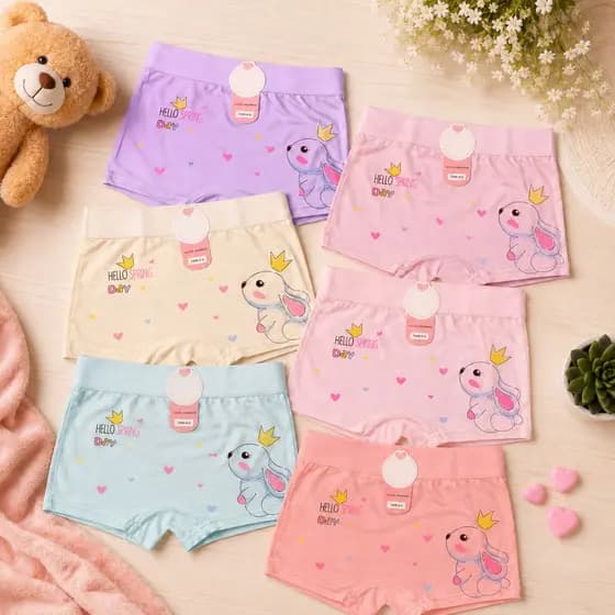 Kit com 02/03/05/10 Calcinha Importada Shortinho Box Infantil Estampada Para Menina Tam 02 a 10 Anos Cores Sortidas