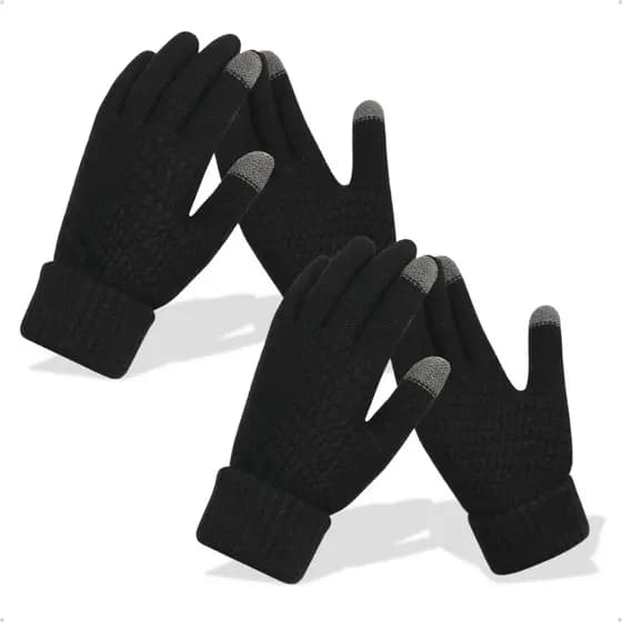 Luvas Touch Screen Kit De Frio 2 Pares Inverno Lã Térmica Celular Tablet Confortável Resistente
